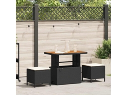 Vidaxl Conjunto De Jantar Para Jardim Preto Vime Pe