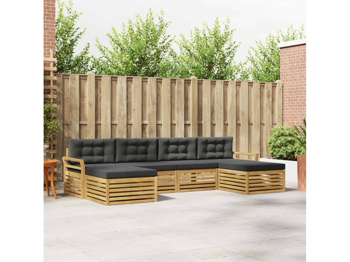 Vidaxl Conjunto De Sofás Para Exterior 6 Unid. Branco E Antracite