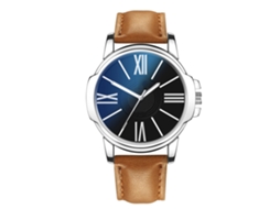 Relógio masculino de quartzo com pulseira de couro, estilo casual, com vidro de cristal.