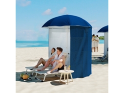 Guarda Sol Praia ZIWEI STORE com Ø220x220cm, azul, painéis laterais, manivela, 8 hastes, aço, bolsa transporte