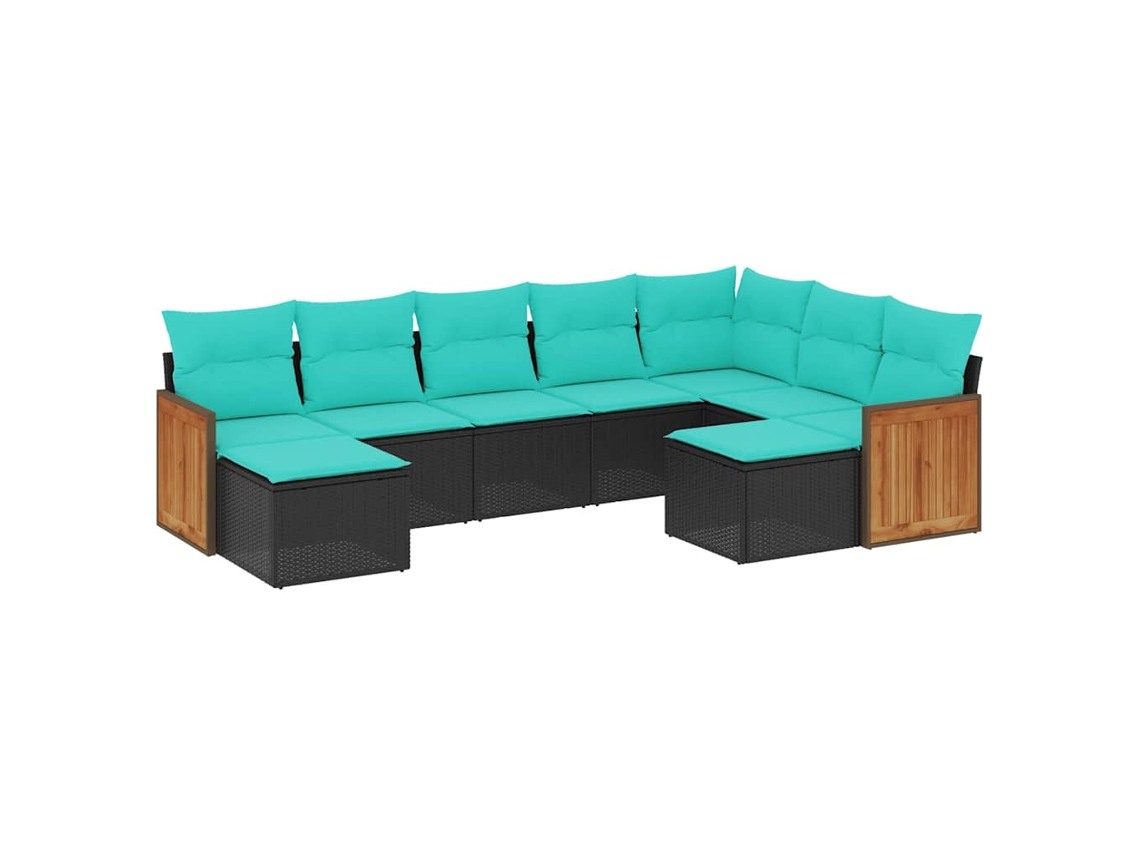 Conjunto de Sofá de Jardim, 5 Peças, Almofadas, Rattan Preto MAISON EXCLUSIVE