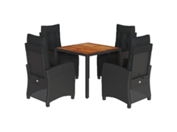 Conjunto de 5 Jantar para Jardim com Almofadões Vime Pe Preto MAISON EXCLUSIVE