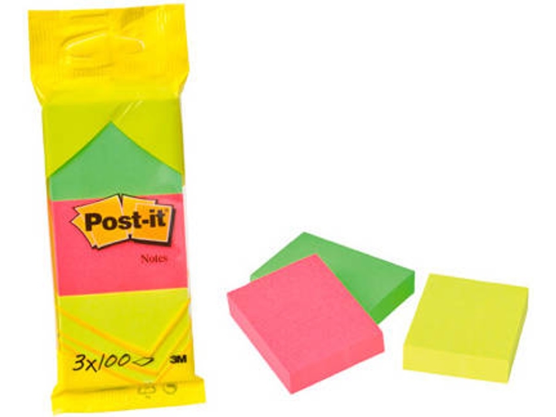Eiquetas POST-IT 3 Blocos (Neon - 100 Folhas)
