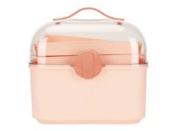 Caja de Armazenamento Grande com Capacidade, Anti poeira, Portátil, Selada, Manejo Transparente, Organizador de Camadas para Lar e Escritório, Rosa