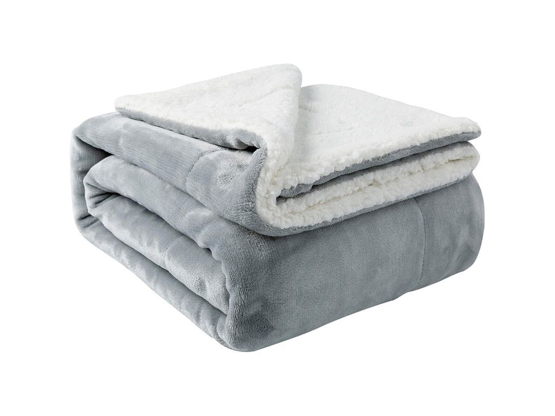 Manta Sherpa Suave para Invierno Microfibra Reversible Ligera Cojin 50x60 Pulgadas Gris Claro