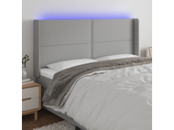 Vidaxl Cabeceira Cama C/ Luzes Led Tecido 183x16x118/128cm Cinza-claro
