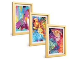 Composição De Quadros Na Paredepadrões De Pintura Abstratos Coloridos Moldura Dourada Quadros Para A Sala De Estar Espelharte (3 Peças 20x30 Cm)