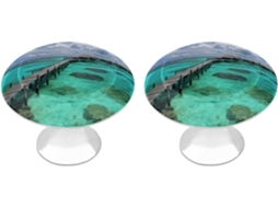 Conjunto De 2 Puxadores Aço Inoxidável Para Armários Cozinha, Com Design Personalizado Paisagem Das Maldivas Ideais Para
