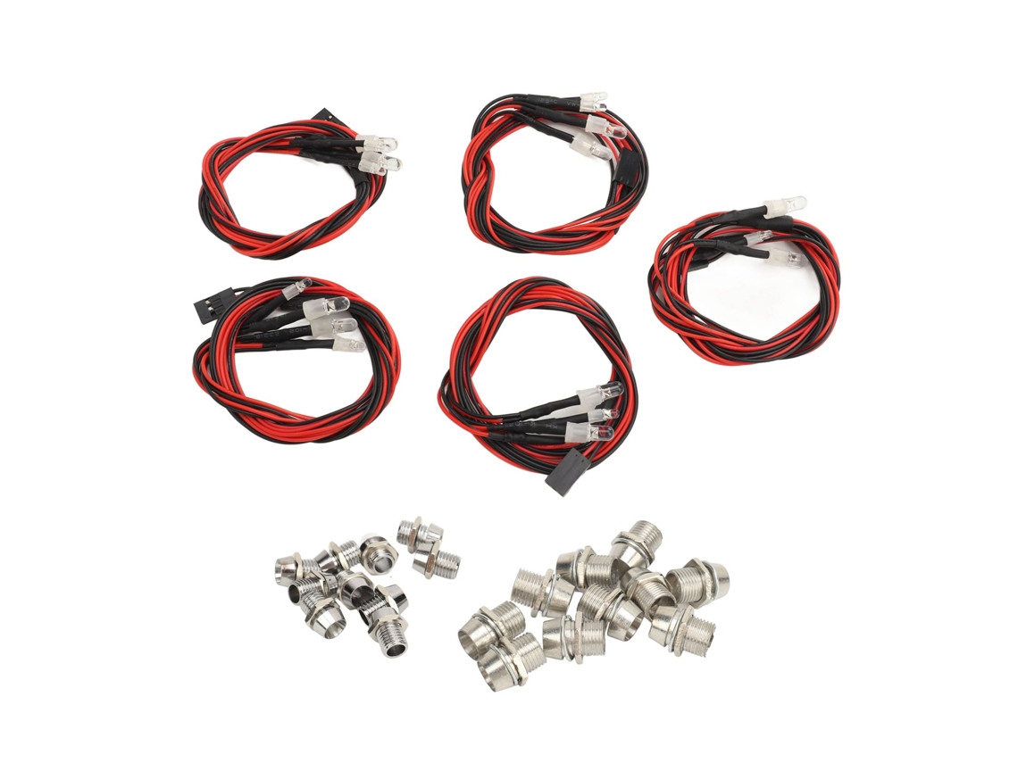 Kit De Luzes Led Para Carro Rc 4 Lâmpadas Brancas 5mm E Vermelhas 3mm Alto Brilho Universal