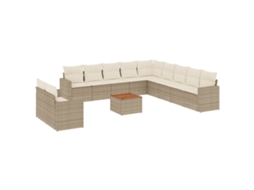 Conjunto de 12 Sofás para Jardim com Almofadões Vime Pe Bege MAISON EXCLUSIVE