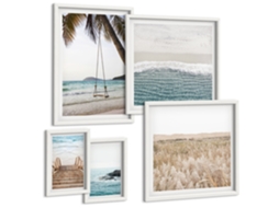 Pinturas Murais Modernas Formas Abstratas Em Marrom Moldura Branca Fotos Para O Escritório Espelharte (conjunto De 5 Imagens)