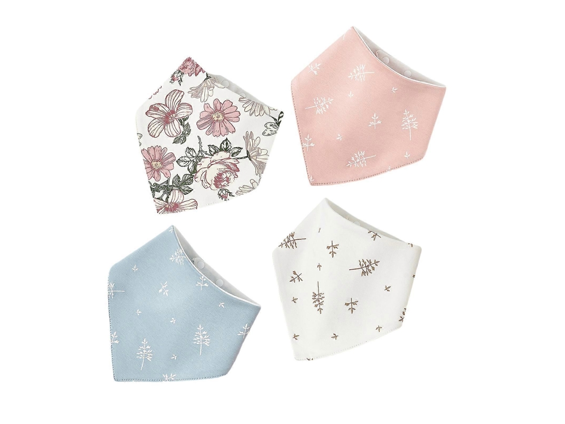 Conjunto De 4 Babadores Estilosos De Musselina Para Bebês, Ideais Para Alimentação E Controle Da Salivação.