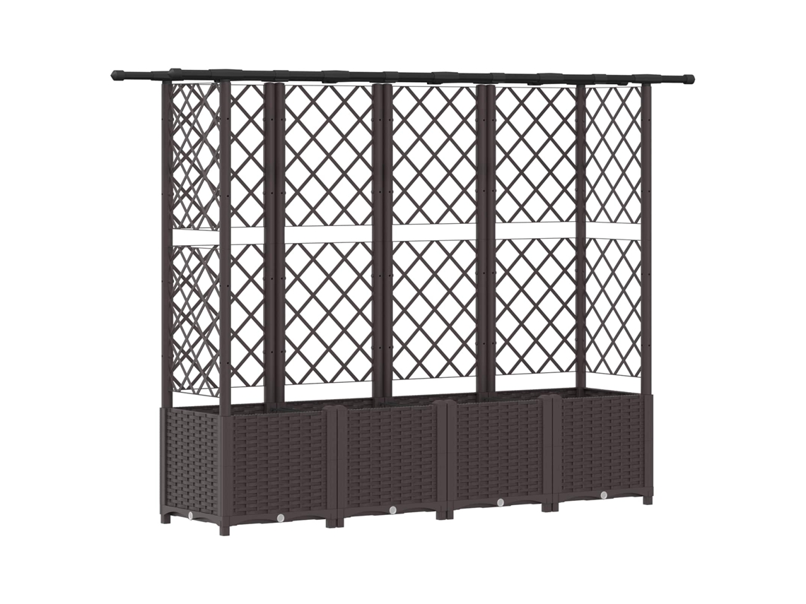 Vidaxl Cama Elevada Com Treliça E Telhado Castanho 202 X 40 X 138 Cm