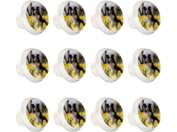 Puxadores E Maçanetas Redondas Para Armários De Cozinha, Conjunto De 12 Peças, Estampa De Border Collie Para Uso Externo