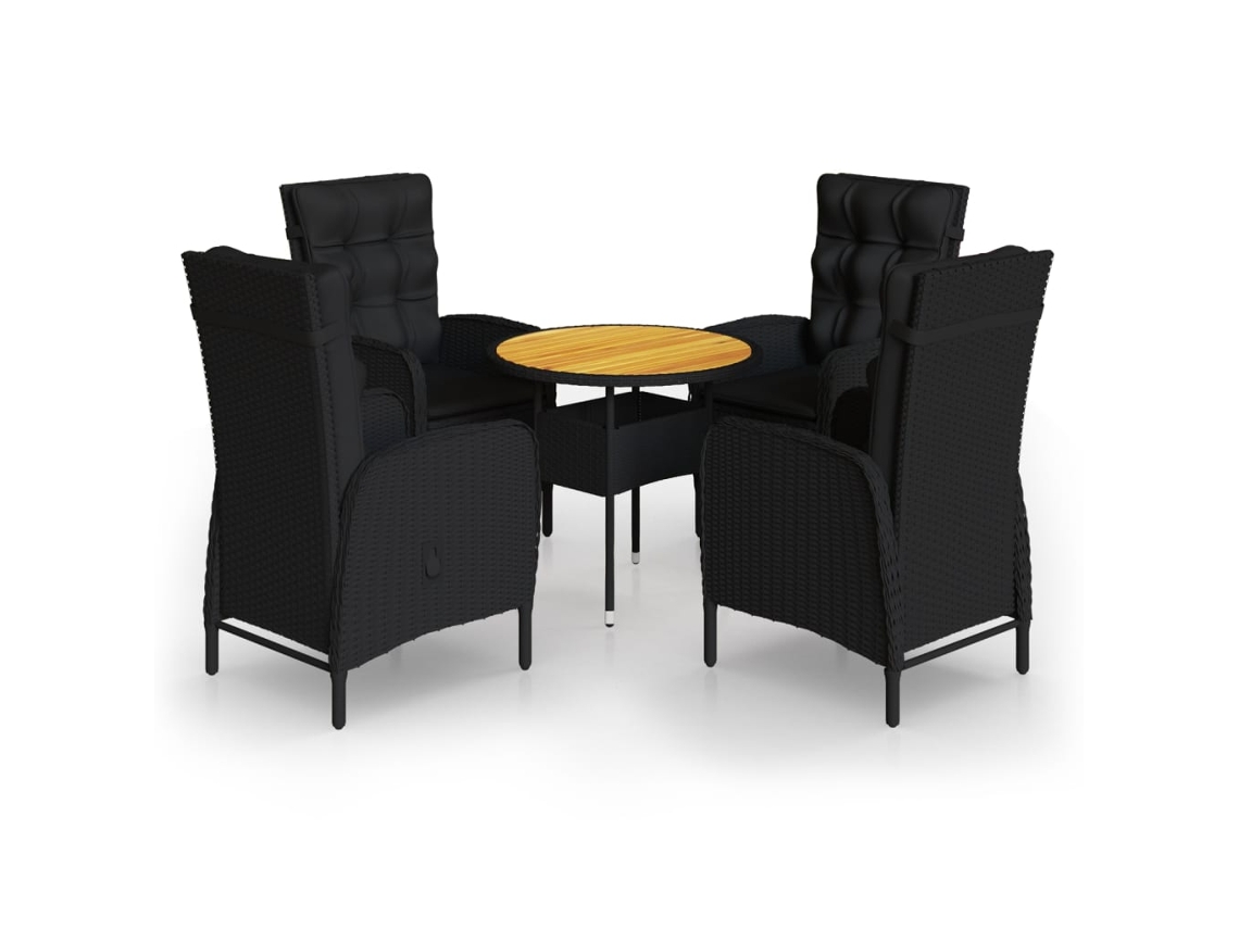 Bistro Set, Bistro Sets Vidaxl Preto Rattan / Vime (ø 80 Cm Table)