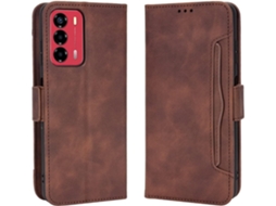 Capa Função para Zte Zte Blade A72 Hongwe. Pele Sintética Anti choque Magnética Castanho1