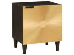 Vidaxl Armário De Cabeceira Preto E Ouro 40 X 33 X 46 Cm
