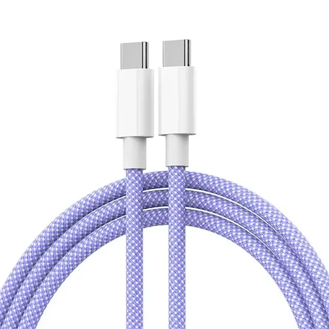Cabo Usb-c Trançado De 1 M (roxo) Para Carregamento Rápido De 60 W Com Pd, Duas Portas Tipo C.