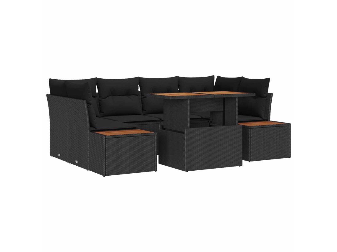 Vidaxl Conjunto De Sofá De Jardim 9 Unid. Preto E Marrom