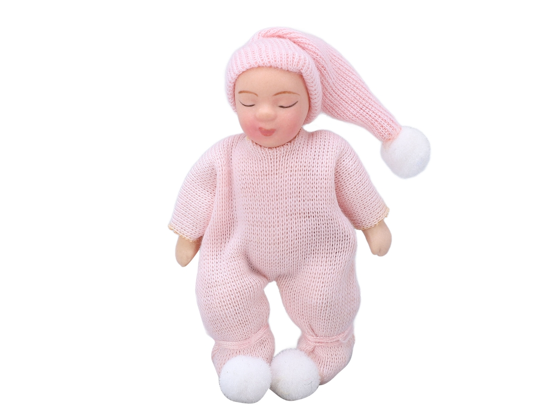 Primerox boneca Bebê Porcelana Casa de Bonecas 1:12 com Suéter Rosa Mini Recém nascido
