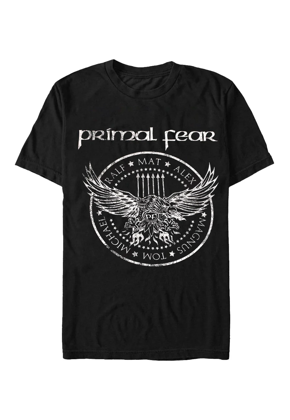 Size:xxxl Rockinstone Primal Fear - Black White Eagle - T-shirt Unisex Adults