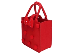 Saco de Presente Feltro Reutilizável Arco Bola Fuzzy Decoração Dobrável Compras Armazenamento para Fes Ta Crianças vermelho GOKOCO