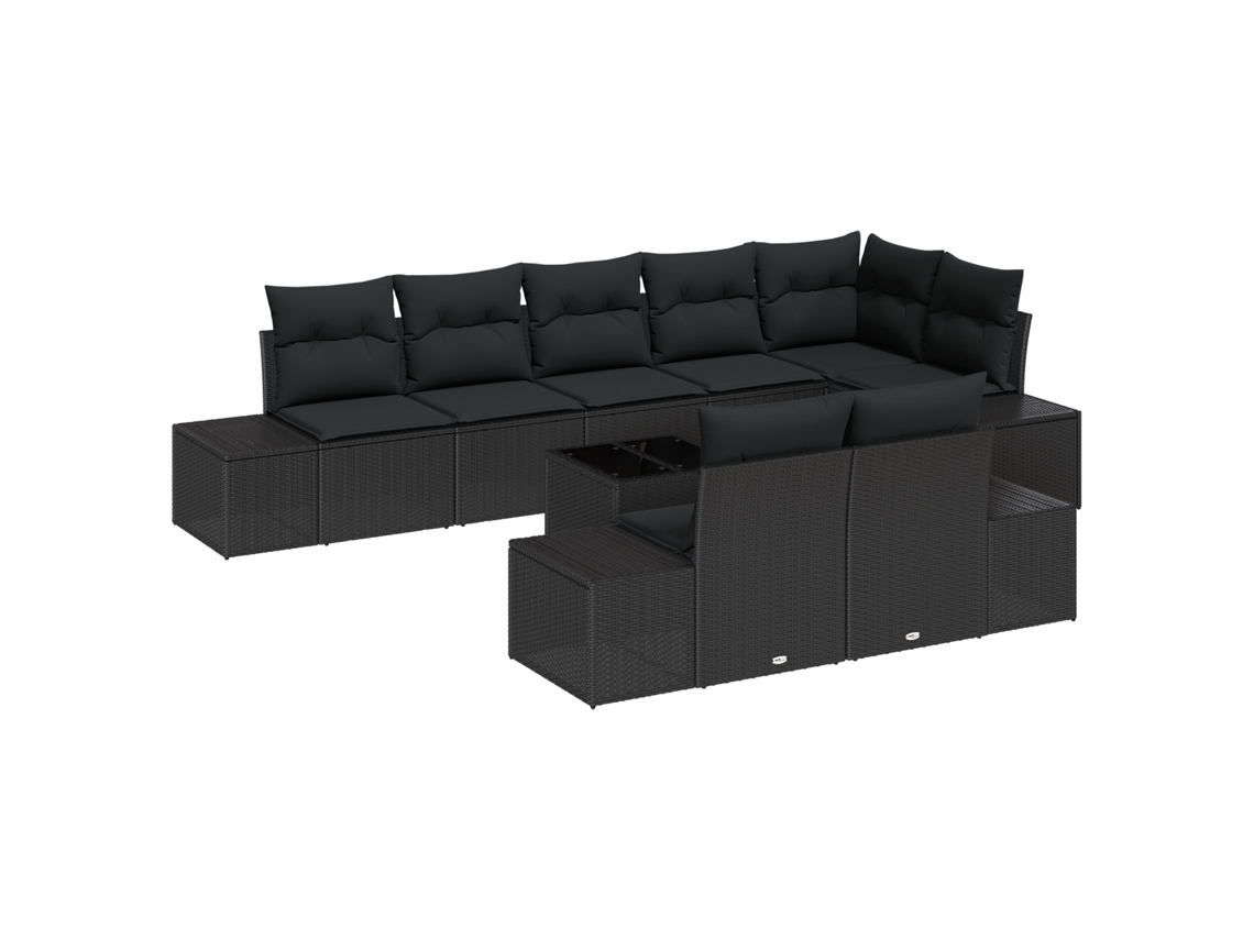 Conjunto 9 Conjunto De Jardim Vidaxl Preto Vime Pe (55 X 55 X 37 Cm)