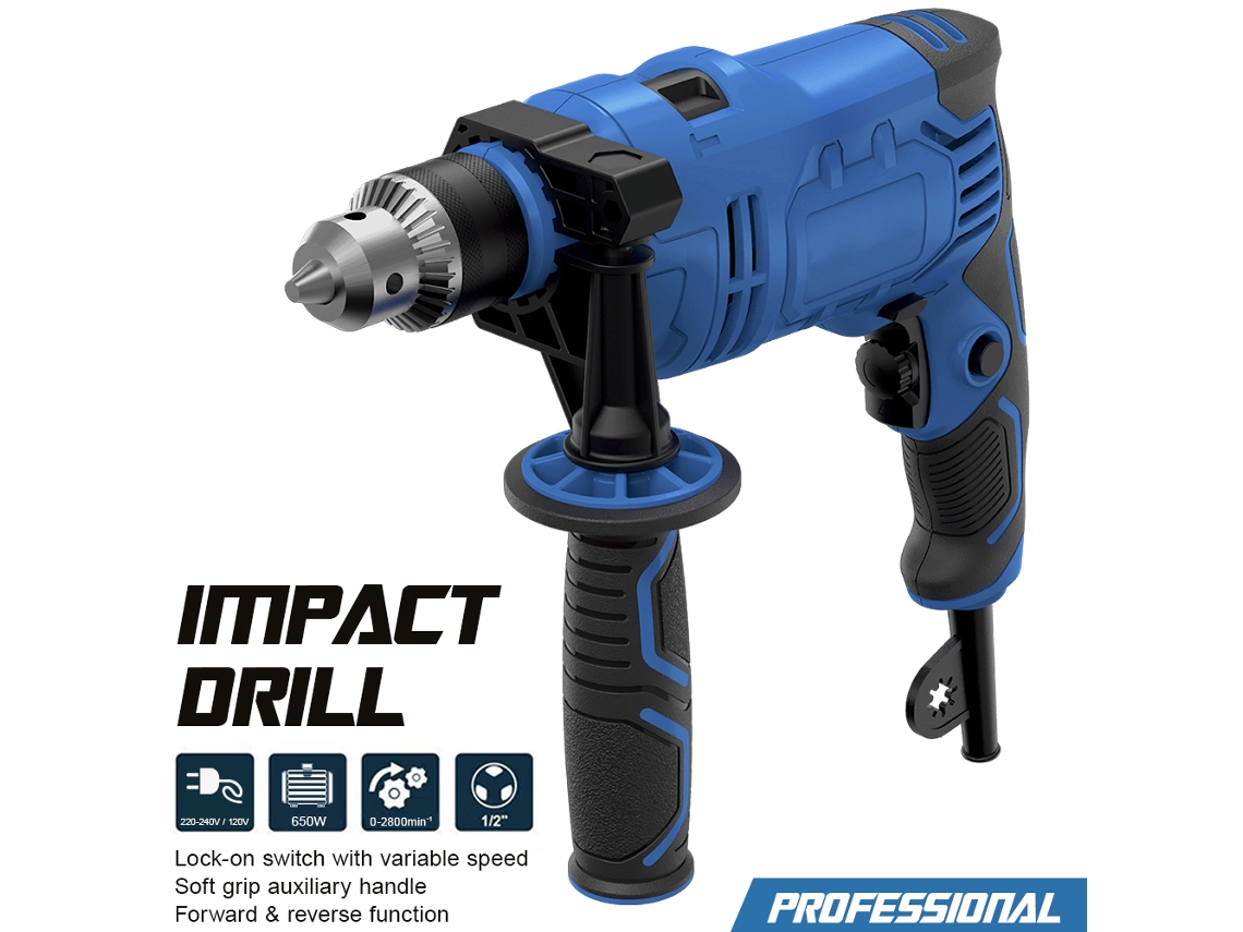 Furadeira Martelo 650w 3000rpm 2 Em 1 1/2 Polegada
