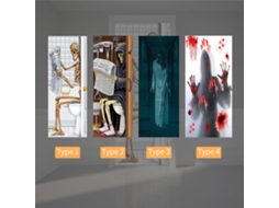 Laxiscreed Adesivo De Porta 3d Caveira Assustadora Para Halloween, Decoração Vinil Removível