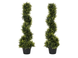 Conjunto De 2 Grandes Cedros Artificiais, 90 Cm, Plantas Artificiais, Cedros Artificiais De Plástico Em Vasos, Planta Espiral, Parecem Reais. Zkaka