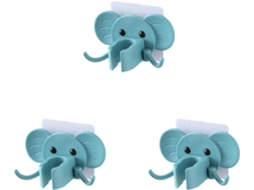 Porta-chuveiro Toddmomy com elefante animado, em material ABS, conjunto de 3 peças para banheiro
