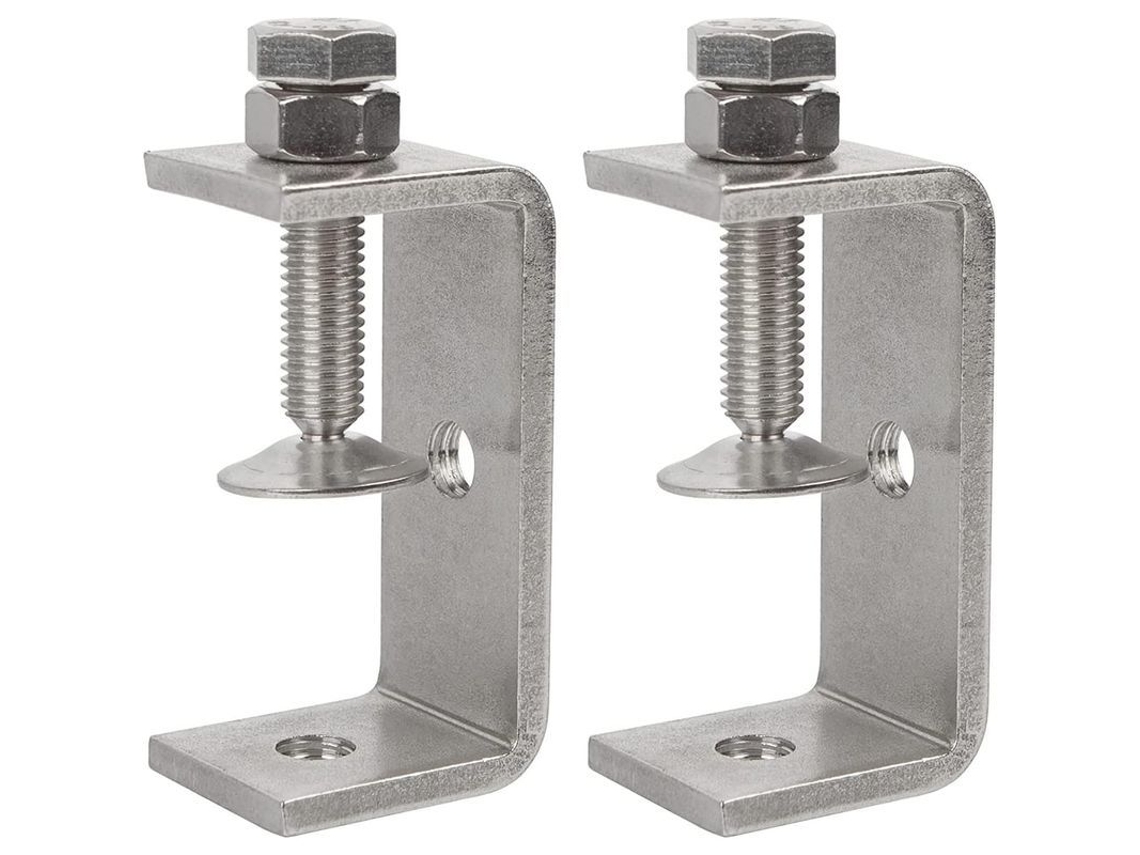 Conjunto de 2 grampos tipo C em aço inoxidável 304 com abertura de mandíbula de 65 mm para trabalhos em madeira e metal.