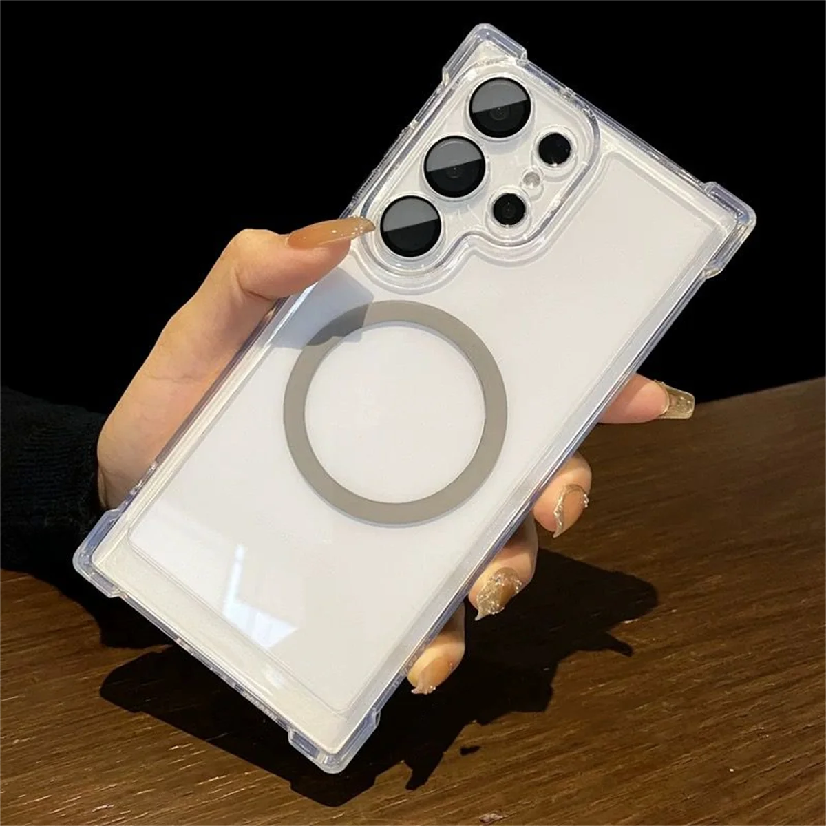 (galaxy S22 5g Cinza) Compatível Com Capa Magnética Para Celular Samsung, Reforçada Nos Quatro Cantos.