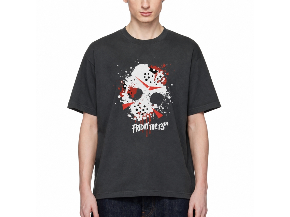 Rockinstone Friday The 13th Mask Splatter Black T-shirt Size:m