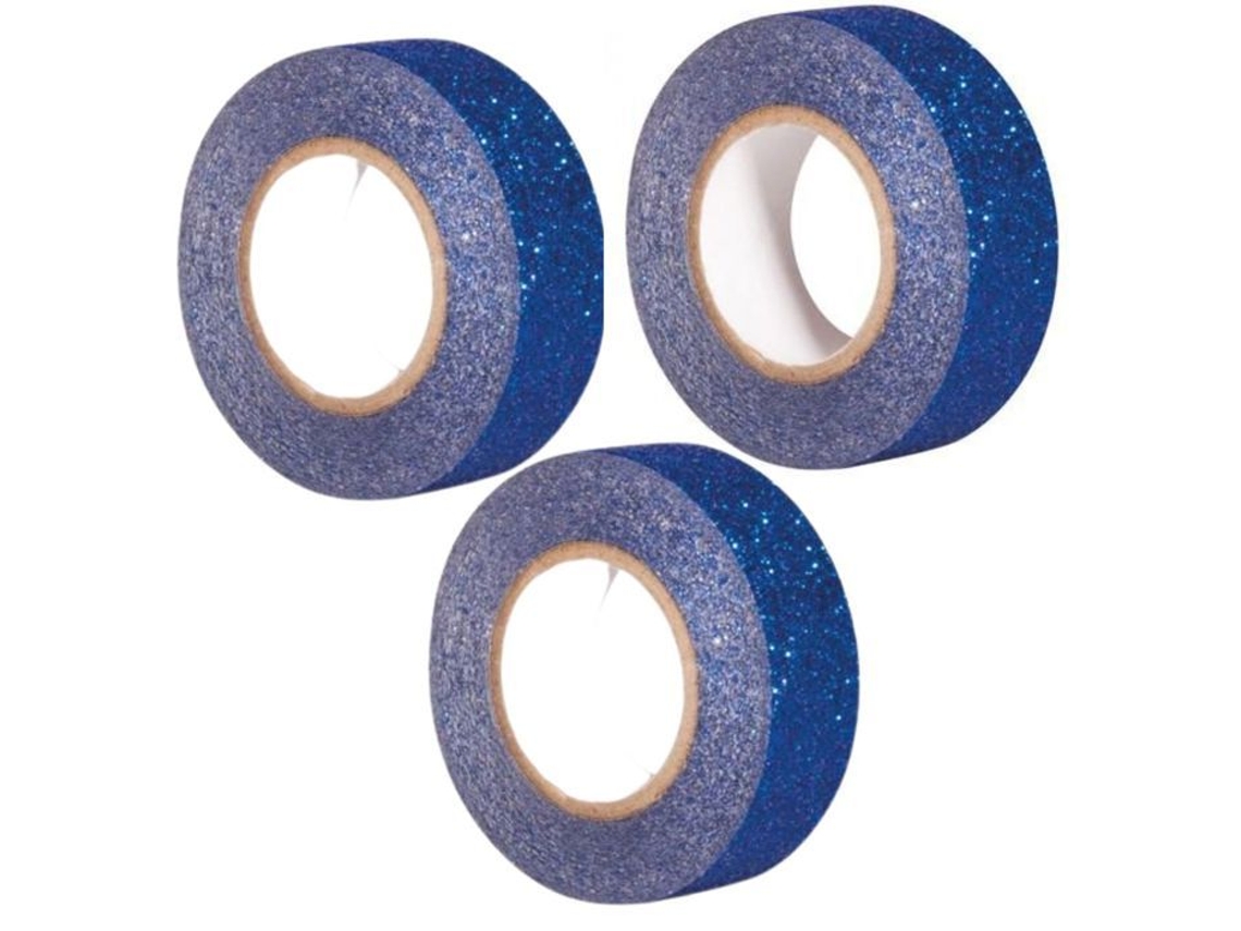 Fita Adesiva, 3 Fitas Adesivas Com Brilho, 5 M X 1,5 Cm, Azul Meia, Noite