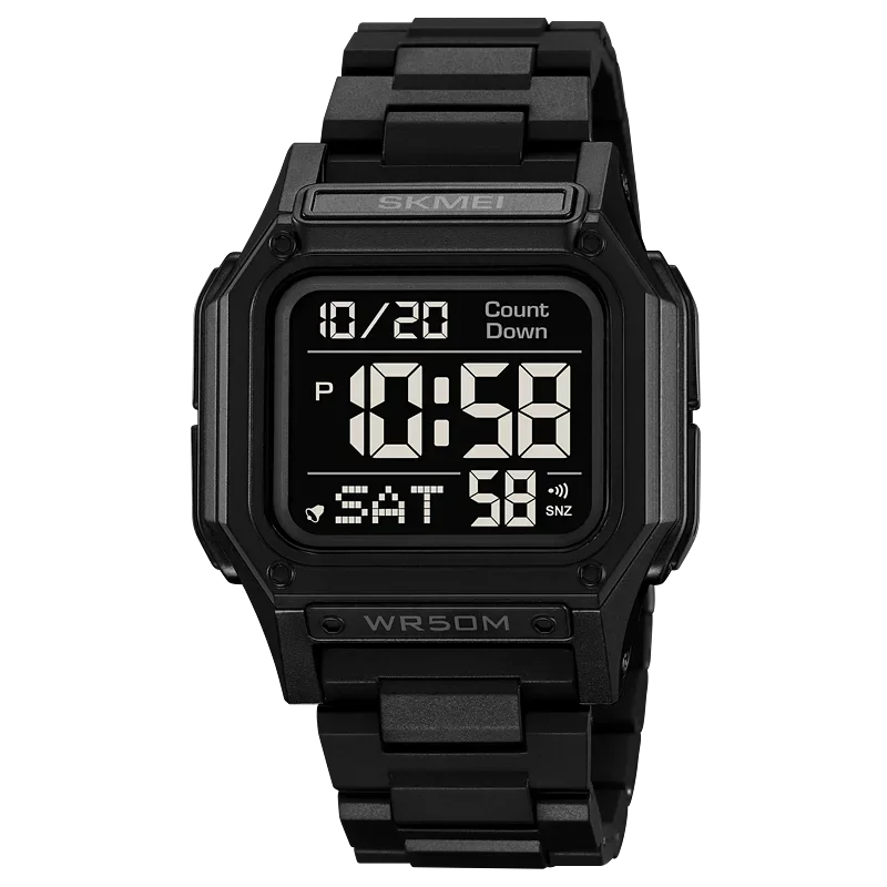 Relógio Esportivo Digital Masculino com Iluminação, Resistente à Água até 5 Bar, MDUG