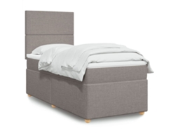 Vidaxl Cama Com Molas/colchão 90x190 Cm Tecido Castanho-acinzentado