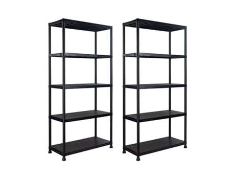 Pack De 2 Estantes De Resina Com 5 Prateleiras 175kg 90x40x180cm 7house