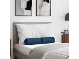 Vidaxl Almofadas De Apoio 2 Pcs Azul Ø 15 X 40 Cm Tecido