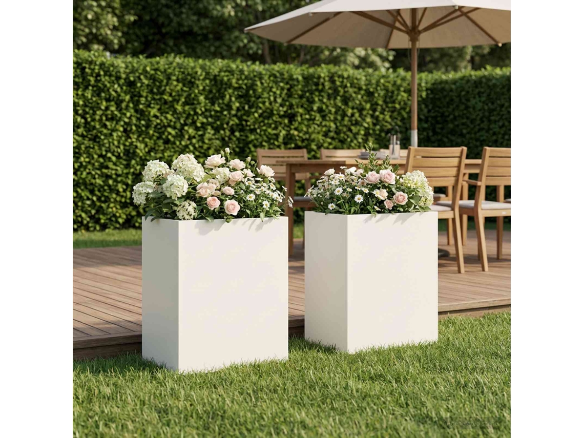 Vidaxl Vaso De Jardim 2 Unid. Branco 40 X 30 X 50 Cm