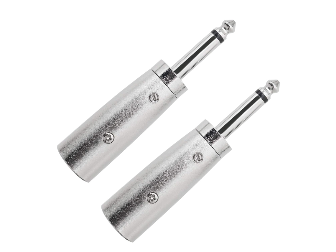 Adaptador de áudio com 2 conectores XLR de 3 pinos, prateado, para microfone, 6,35 mm AQUAFORGE