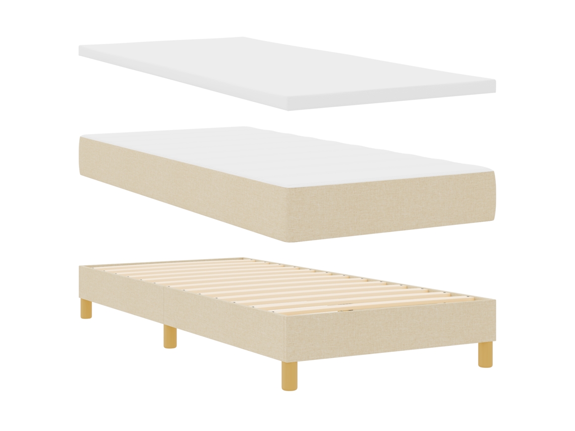 Conjunto 1 Cama Box Vidaxl Creme Tecido (100 X 200 Cm)