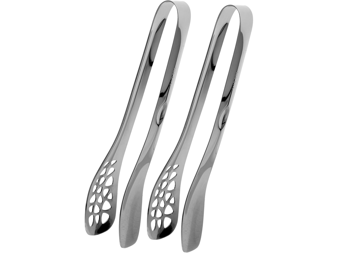 Pinça Para Bife Em Aço Inoxidável Prateado, Conjunto De 2 Peças, Utensílios Práticos, Resistentes Ao Calor, Cabos Sem