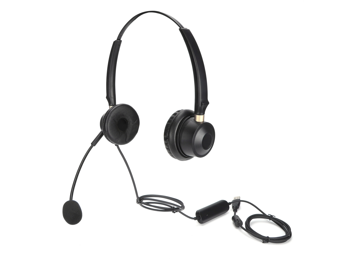 Fone de ouvido binaural para telefone de escritório com microfone e controle de áudio CHABERLU