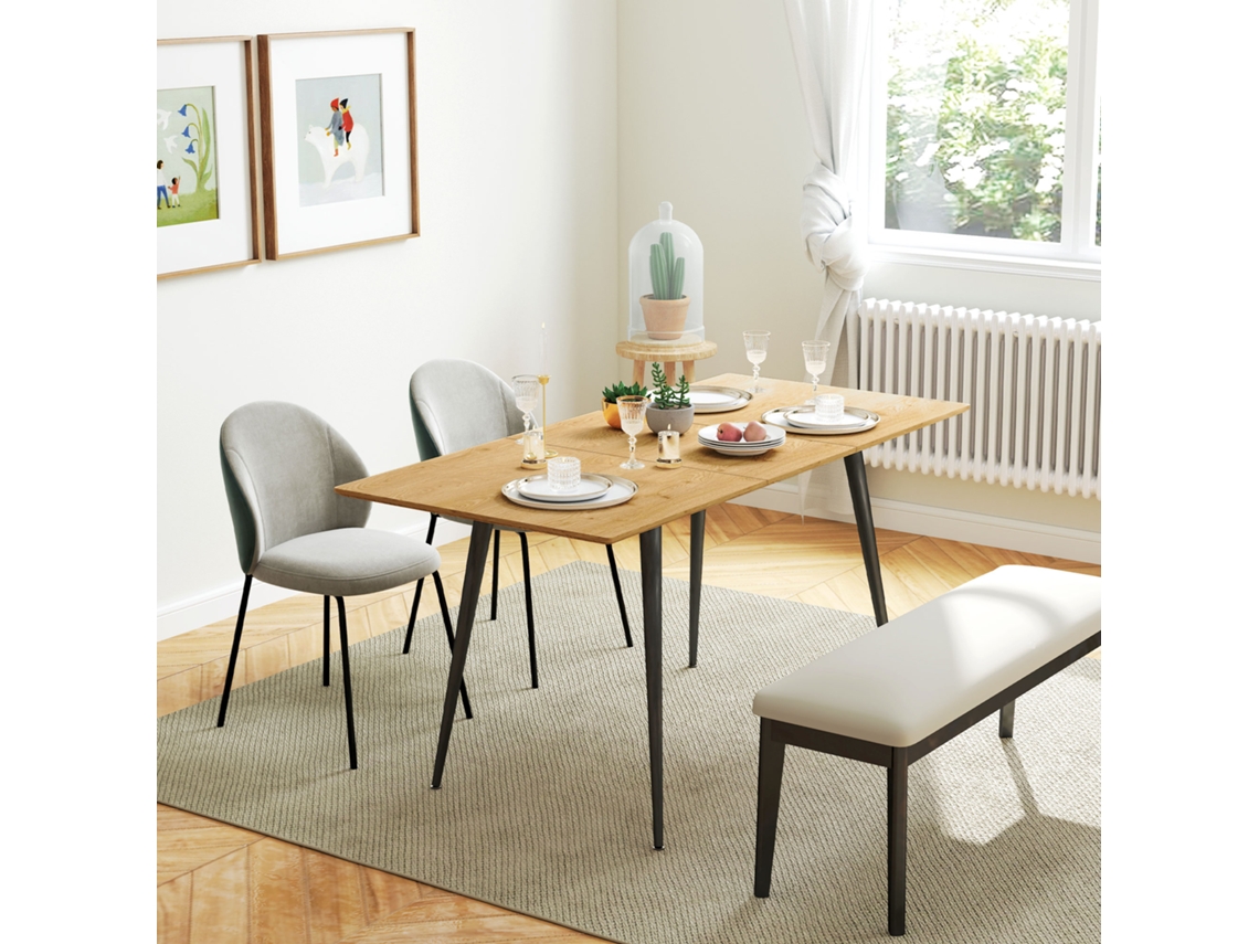 Extendable Dining Table, Expandable Table For 6-8 People. Kitchen Table With Solid Steel Legs