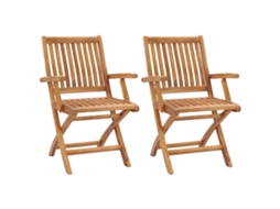 Cadeiras De Jardim Dobráveis 2 Pcs Madeira De Teca Maciça Dkd Home Decor