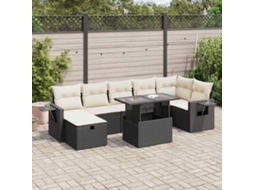 Vidaxl 8 Pcs Conjunto Sofás De Jardim Com Almofadões Vime Pe Preto