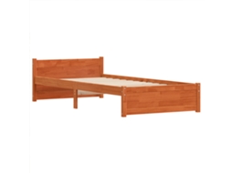 Conjunto 1 Estrutura De Cama Moderna Vidaxl Castanho Madeira De Pinho Maciça (205,5 X 105,5 X 51 Cm)