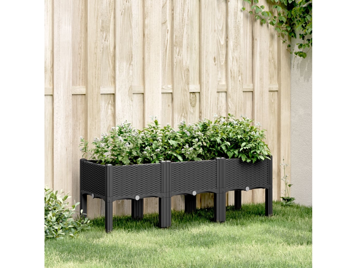 Vidaxl Vaso/floreira De Jardim C/ Pernas 120x40x42 Cm Pp Preto