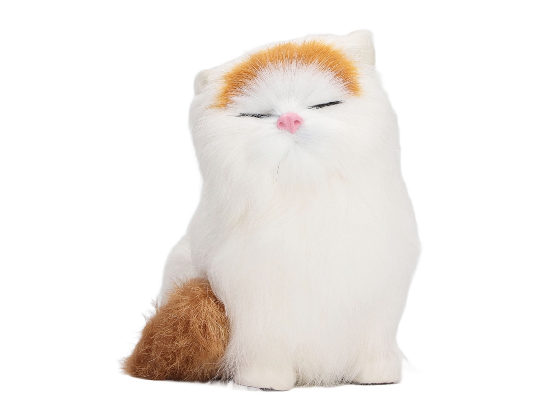 Ats estatsua de Gatso de Pelo Sintético para Hogar, Figurilla Cachorro Simulada Bonita Y Exquisita, Decoración de Ventana Con Ojos Cerrados